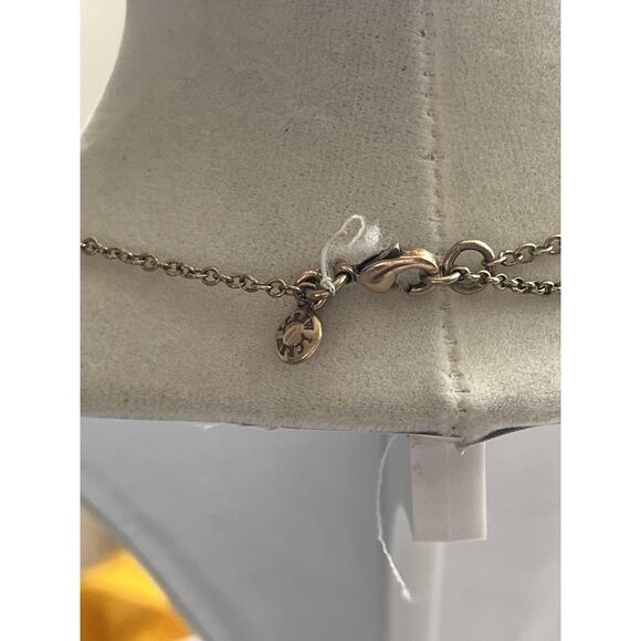 J. Crew Faux Pearl Long Station Necklace Antique Gold Tone 32” - Picture 5 of 5